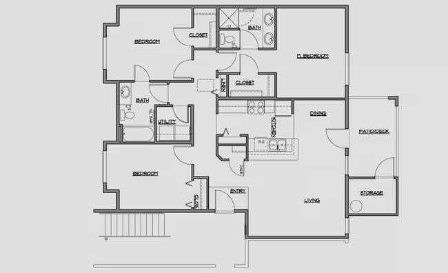 3 Bed / 2 Bath, 1274 sq. ft. F-306 floor plan